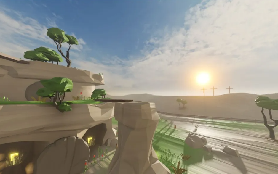 El videojuego contiene escenas bíblicas; en este caso, ilustra la Resurrección Courtesy of Rob Galea and MetaSaint