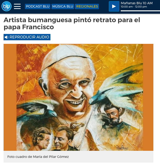Artista bumanguesa pintó retrato para el papa Francisco