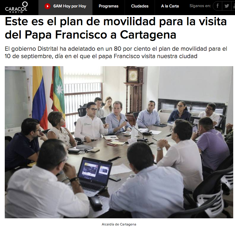 Este es el plan de movilidad para la visita del Papa Francisco a Cartagena
