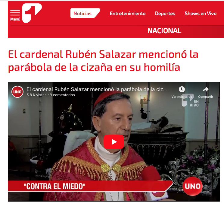 El cardenal Rubén Salazar mencionó la parábola de la cizaña en su homilía