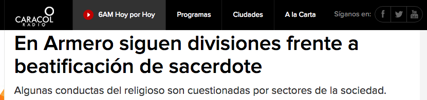 En Armero siguen divisiones frente a beatificación de sacerdote