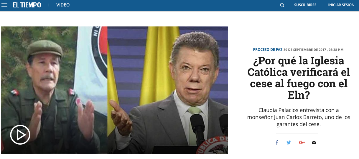 ¿Por qué la Iglesia Católica verificará el cese al fuego con el Eln?