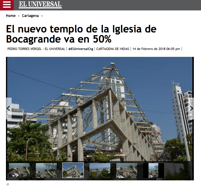 El nuevo templo de la Iglesia de Bocagrande va en 50%