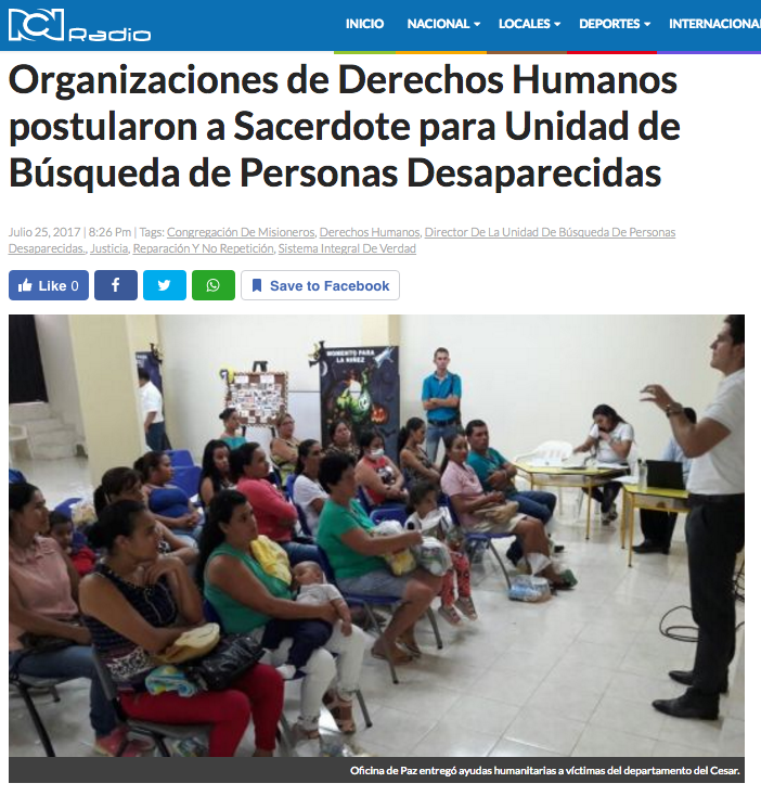 Organizaciones de Derechos Humanos postularon a Sacerdote para Unidad de Búsqueda de Personas Desaparecidas
