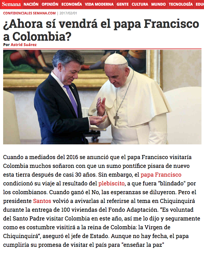 ¿Ahora sí vendrá el papa Francisco a Colombia?