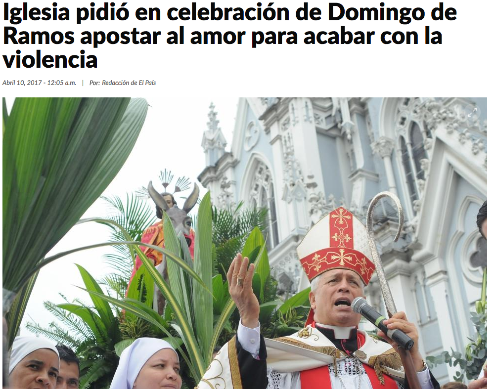 Iglesia pidió en celebración de Domingo de Ramos apostar al amor para acabar con la violencia
