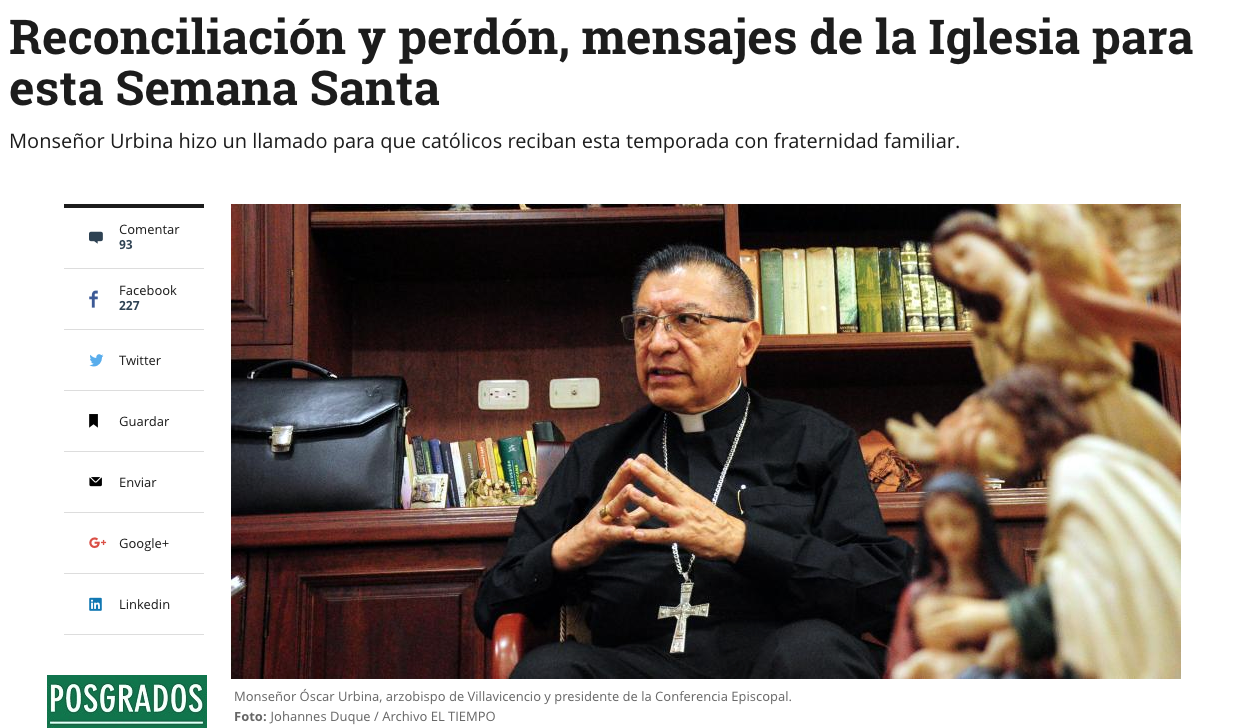 Reconciliación y perdón, mensajes de la Iglesia para esta Semana Santa