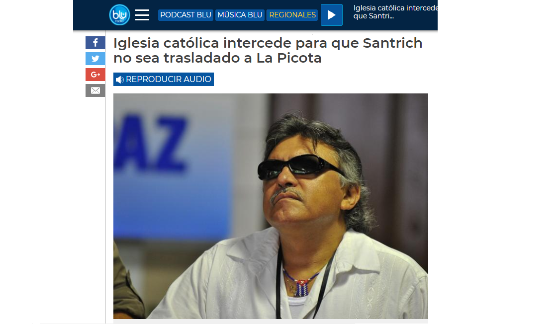 Iglesia católica intercede para que Santrich no sea trasladado a La Picota