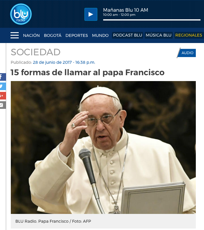 15 formas de llamar al papa Francisco