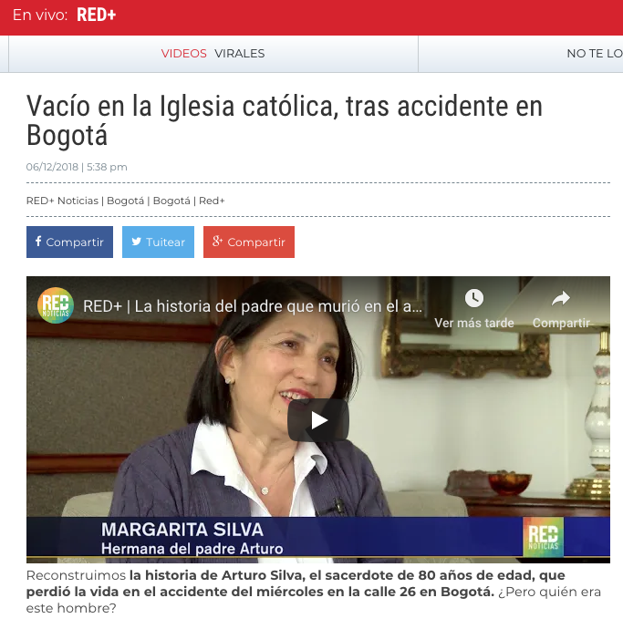 Vacío en la Iglesia católica, tras accidente en Bogotá