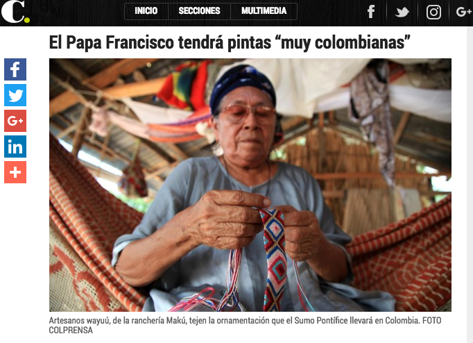 El Papa Francisco tendrá pintas “muy colombianas”