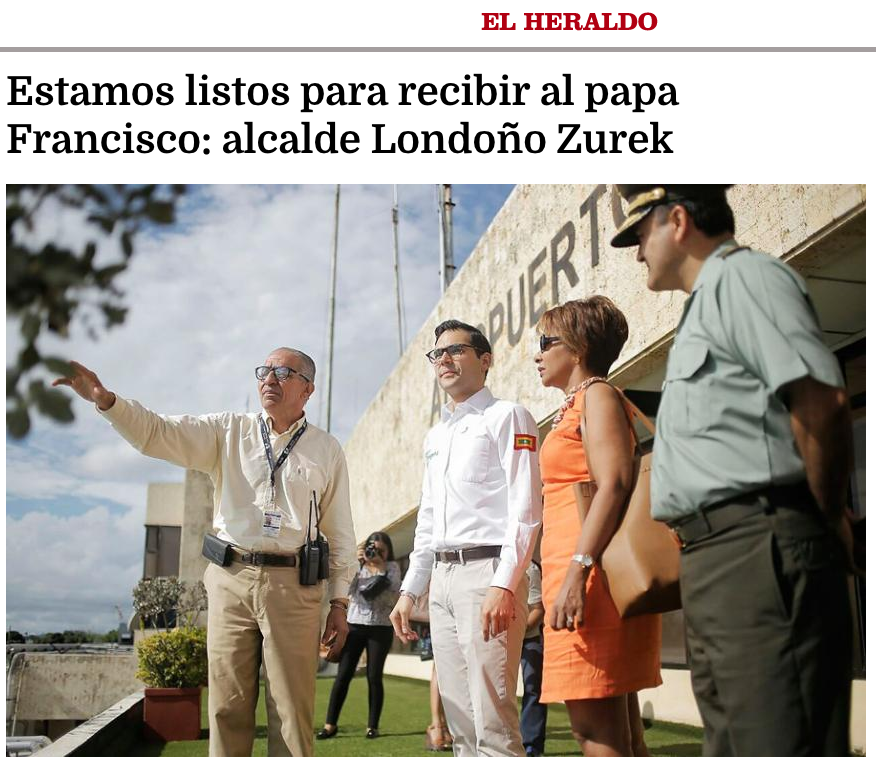 Estamos listos para recibir al papa Francisco: alcalde Londoño Zurek