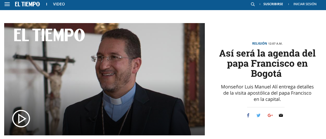 Así será la agenda del papa Francisco en Bogotá