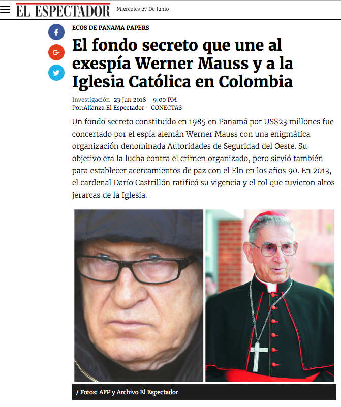 El fondo secreto que une al exespía Werner Mauss y a la Iglesia Católica en Colombia