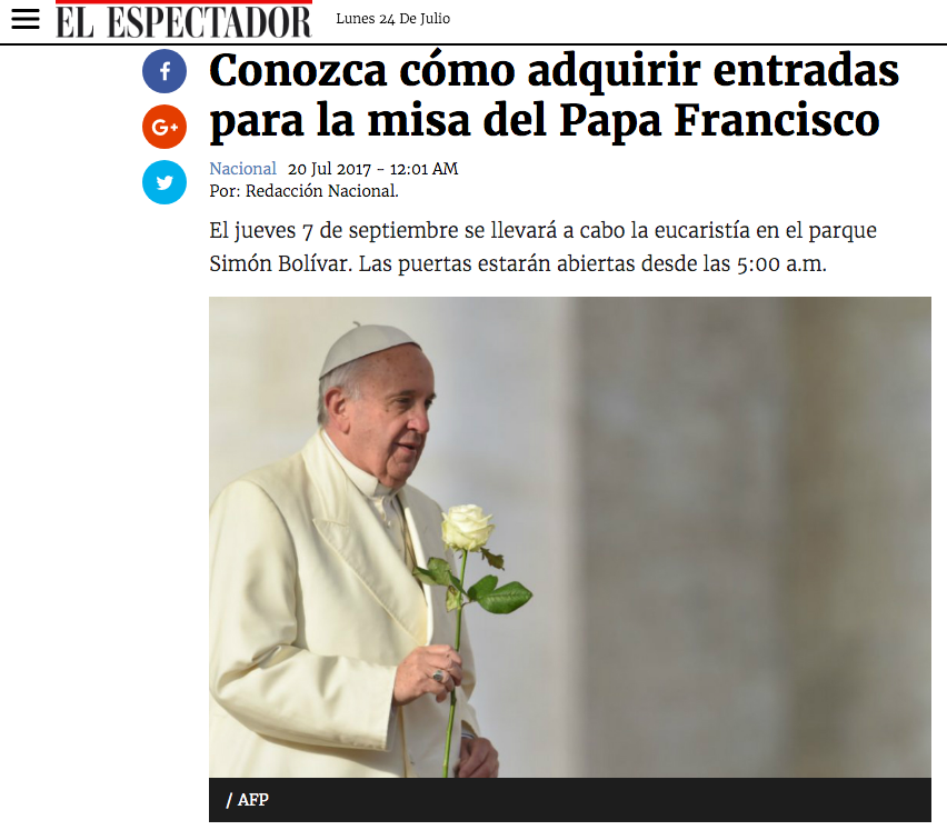 Conozca cómo adquirir entradas para la misa del papa Francisco