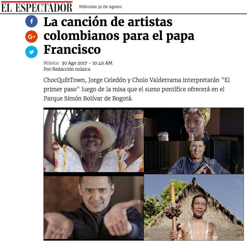 La canción de artistas colombianos para el papa Francisco