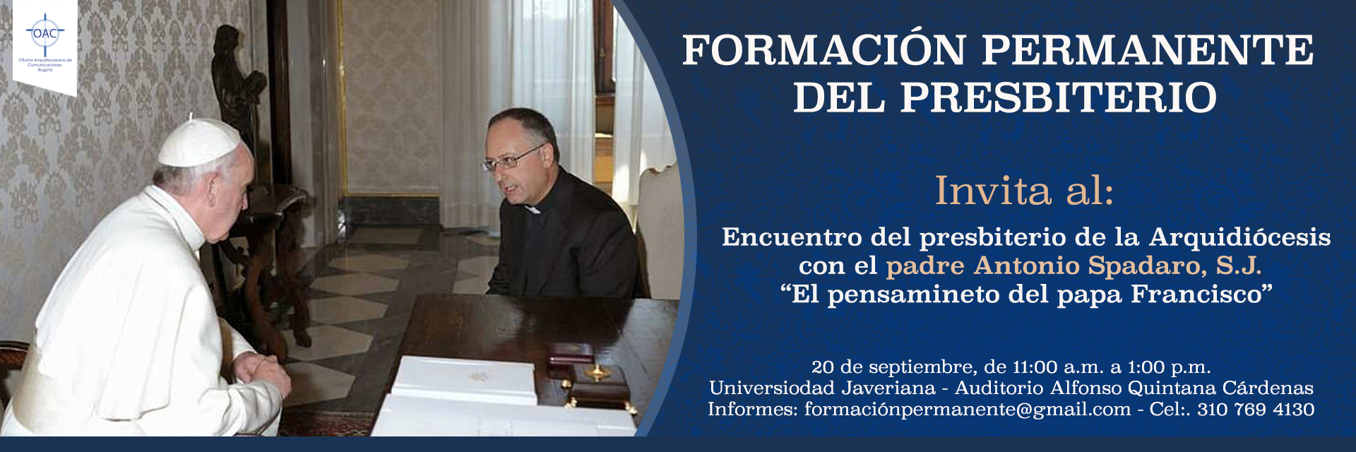 El padre Antonio Spadaro, S.J. dialogará con sacerdotes de la arquidiócesis de Bogotá...