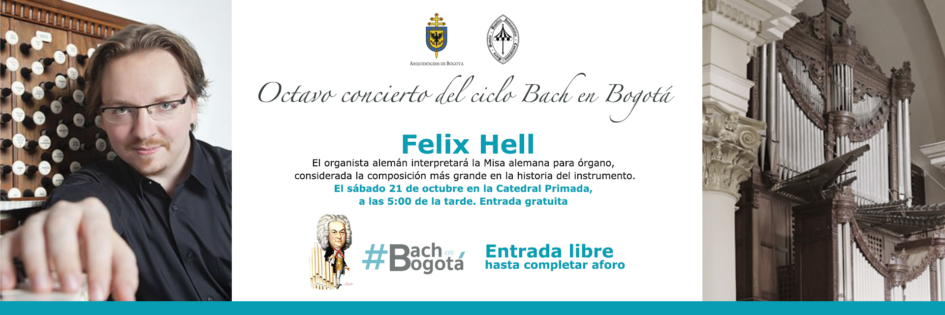 Felix Hell, organista de la Iglesia Luterana de San Pedro, en Manhattan,  es el próximo invitado al ciclo Bach en Bogotá