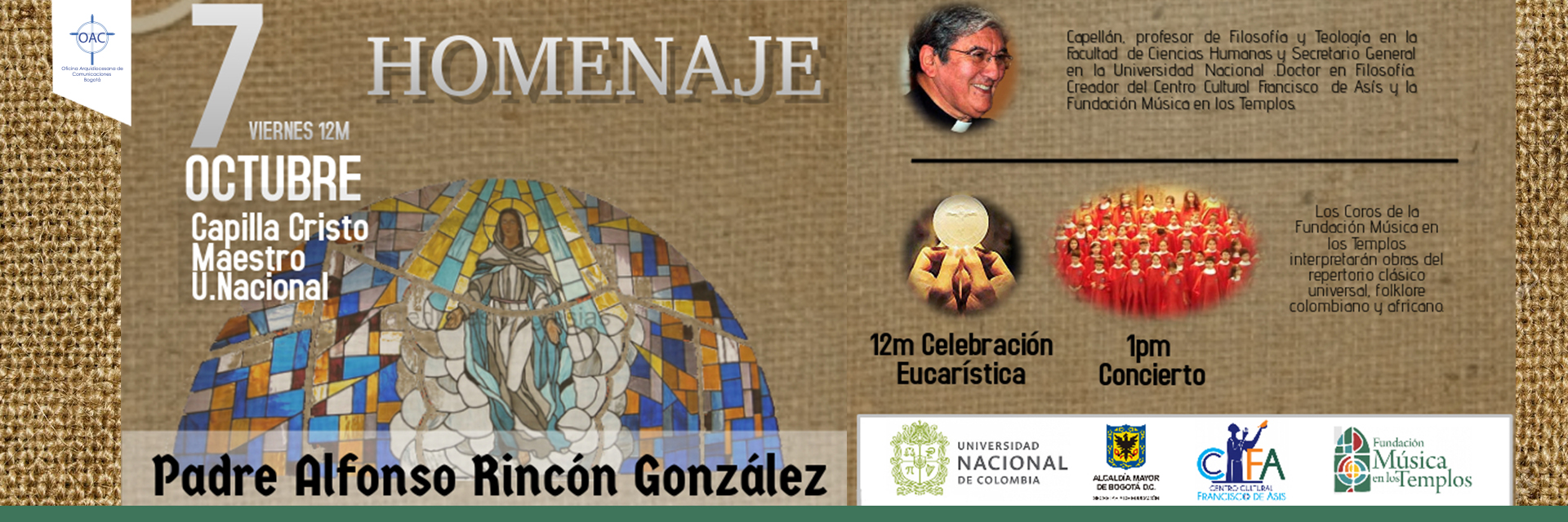 Homenaje al padre Alfonso Rincón en memoria de su primer aniversario