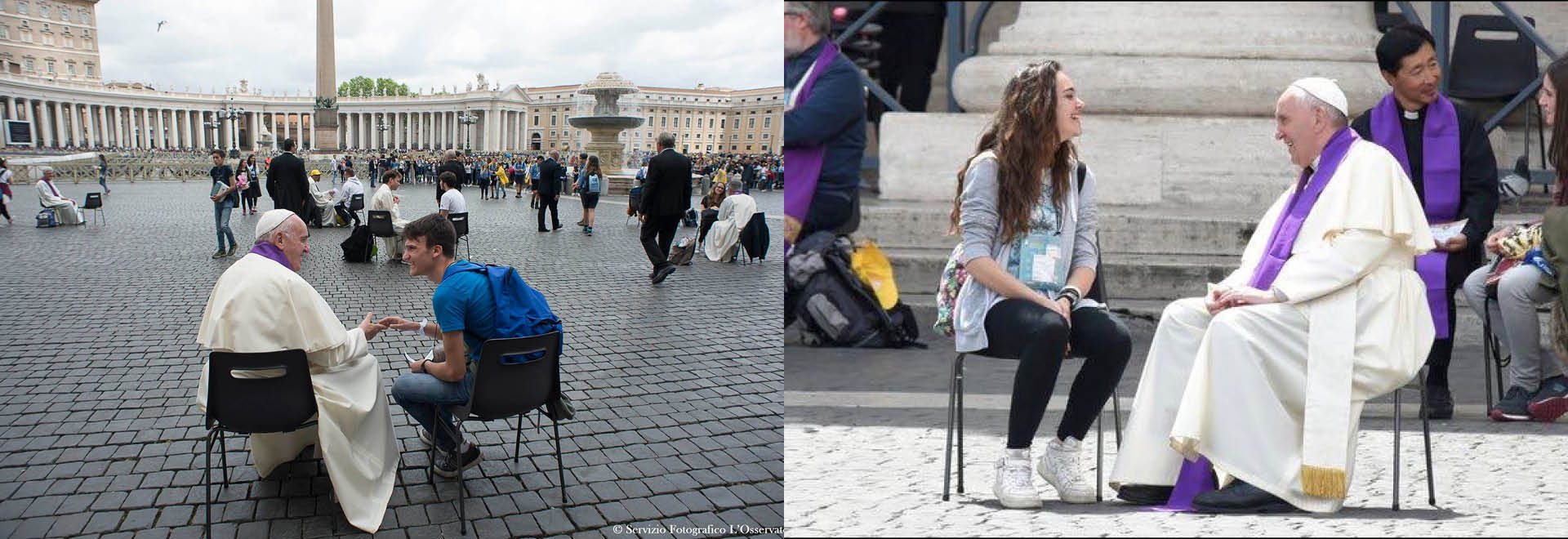 El Papa confiesa en la Plaza de San Pedro a 16 adolescentes participantes del Jubileo