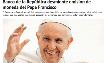 Banco de la República desmiente emisión de moneda del Papa Francisco