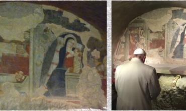 Francisco visita la Gruta de Greccio