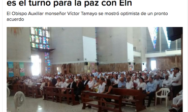 La Iglesia Católica del Atlántico dice que es el turno para la paz con Eln