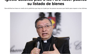 Iglesia Católica pide a las Farc hacer público su listado de bienes