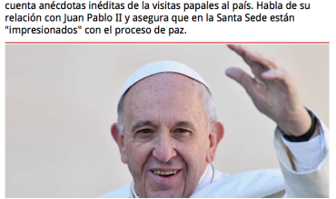 "El Papa vendrá a unir a los Colombianos"