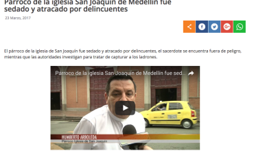 Párroco de la iglesia San Joaquín de Medellín fue sedado y atracado por delincuentes