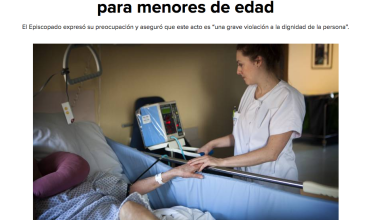 Iglesia católica pide reconsiderar eutanasia para menores de edad