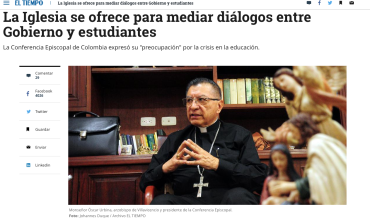 La Iglesia se ofrece para mediar diálogos entre Gobierno y estudiantes