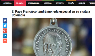El Papa Francisco tendrá moneda especial en su visita a Colombia