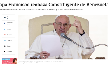 Papa Francisco rechaza Constituyente de Venezuela