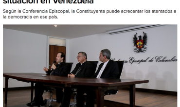 Iglesia católica colombiana, preocupada por situación en Venezuela