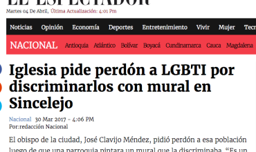 Iglesia pide perdón a LGBTI por discriminarlos con mural en Sincelejo