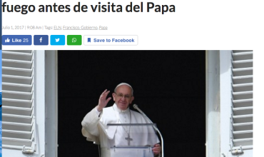 Iglesia expectante por anuncio de Gobierno y ELN de buscar afianzar cese el fuego antes de visita del Papa