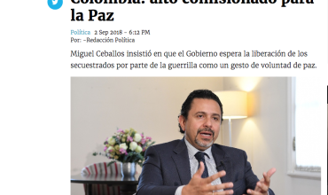 Iglesia quisiera que mesa de diálogos con Eln se dé en Colombia: alto comisionado para la Paz