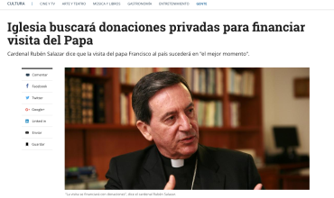 Iglesia buscará donaciones privadas para financiar visita del Papa