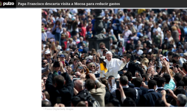 Papa Francisco descarta visita a Mocoa para reducir gastos