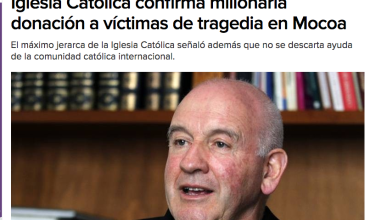 Iglesia Católica confirma millonaria donación a víctimas de tragedia en Mocoa