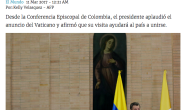 Papa Francisco viene a apoyar a Colombia en la construcción de paz: Santos