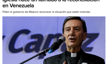 Iglesia hace un llamado a la reconciliación en Venezuela