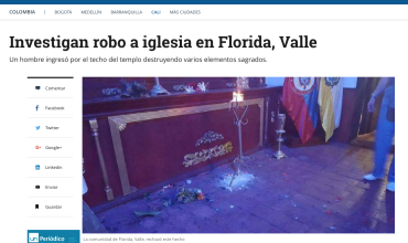 Investigan robo a iglesia en Florida, Valle