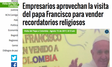 Empresarios aprovechan la visita del papa Francisco para vender recordatorios religiosos