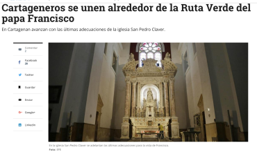 Cartageneros se unen alrededor de la Ruta Verde del papa Francisco