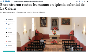 Encontraron restos humanos en iglesia colonial de La Calera