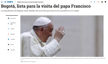 Bogotá, lista para la visita del papa Francisco