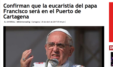 Confirman que la eucaristía del papa Francisco será en el Puerto de Cartagena