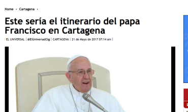 Este sería el itinerario del papa Francisco en Cartagena